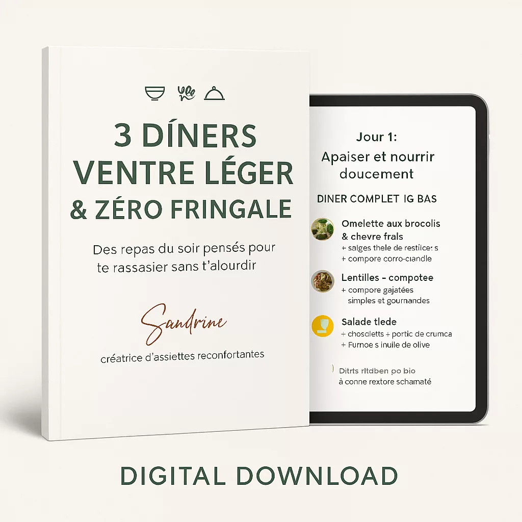 dîner IG bas, repas du soir IG bas, menu ventre léger, dîner digestion facile, anti-fringale, recettes du soir saines,